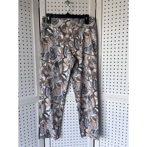 Krazy Larry Women's 10 Floral Stretch Pull On Pants Rayon Nylon Straight Ankle